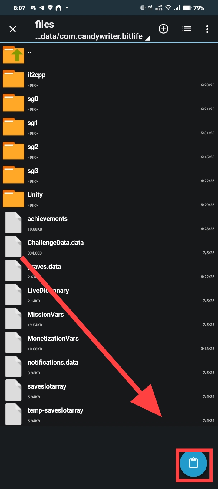 The paste icon location